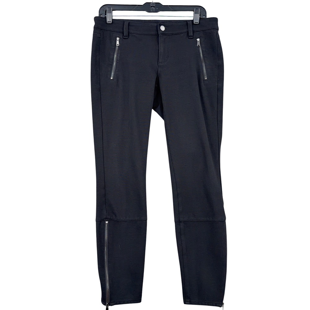 Ann Taylor Moto Ankle Pants Womens 8 Cotton Blend Black